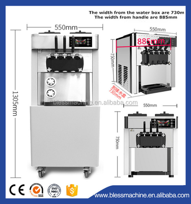 Máquina de sorvetes moles de 670x780x1330 mm com capacidade para 120 kg