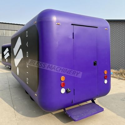 Trailer de alimentos de aço inoxidável com frigorífico e aquecedor de alimentos de quatro rodas