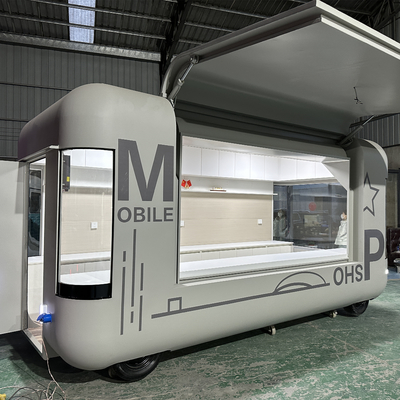 Reboque móvel elétrico multifuncional para processamento de lanches com roda universal de borracha