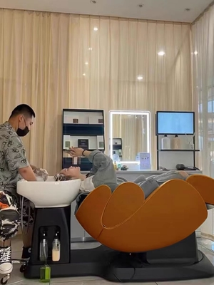 Funcionamento de um toque final cama de shampoo de massagem elétrica para barbearia e salão de cabeleireiro
