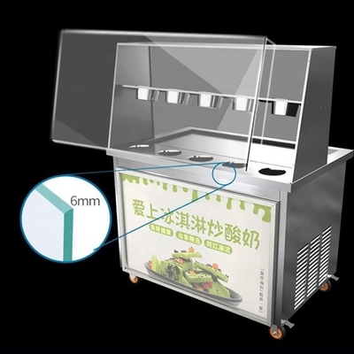 Tailandia Carrinho de comida móvel com máquina de iogurte congelado e função de descongelamento automático
