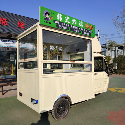 Triciclo elétrico multifuncional de 3,0 kW para vendas móveis de fast food, bebidas e lanches