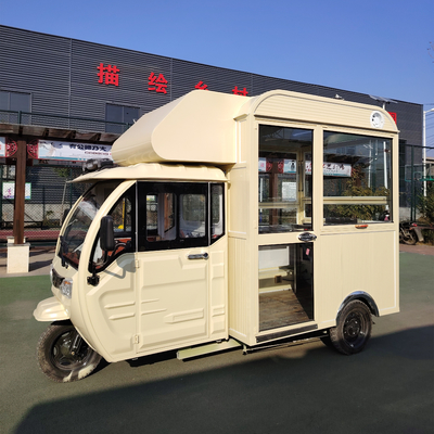 Triciclo elétrico multifuncional de 3,0 kW para vendas móveis de fast food, bebidas e lanches