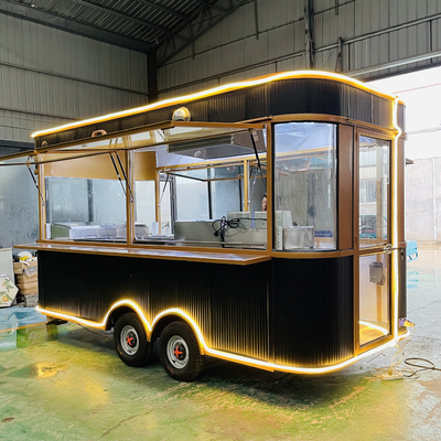 Reboque de aço galvanizado Multipurpose Mobile Square Style Fast Food Snack Trailer 1000kg Capacidade
