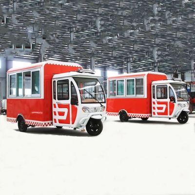 Triciclo de fast food elétrico móvel multiuso com 3 rodas de estrada 3.8 * 1.6 * 2.35m