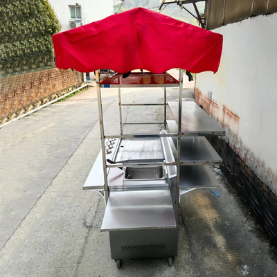Catering Comercial Aço Inoxidável Street Food Snack Fryer Grill Barbecue Trolley Carro de mão