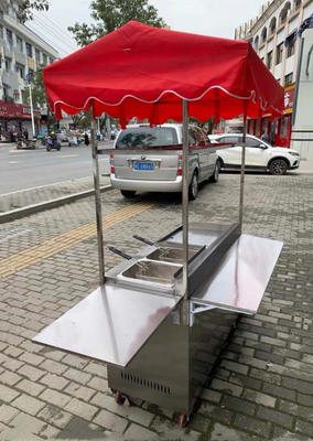 Catering Comercial Aço Inoxidável Street Food Snack Fryer Grill Barbecue Trolley Carro de mão