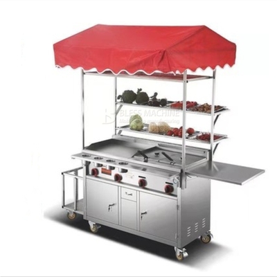2022 Multipurpose Móvel de aço inoxidável Street Food Snack Trolley Carrinho de mão personalizado