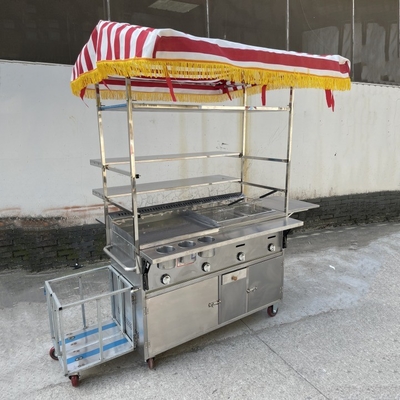2022 Multipurpose Móvel de aço inoxidável Street Food Snack Trolley Carrinho de mão personalizado