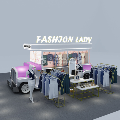 Largura personalizada 1500kg Vestuário móvel de roupas femininas Vans de caminhão carro de reboque para Outlet