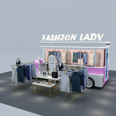 Largura personalizada 1500kg Vestuário móvel de roupas femininas Vans de caminhão carro de reboque para Outlet