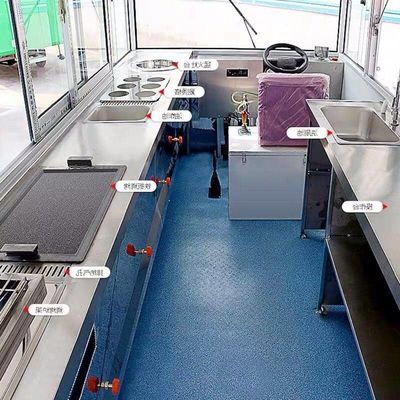 Multifuncional 2000w Quatro Rodas Elétrico Hambúrguer Snack Carro Comercial