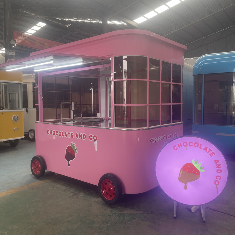 Café Móvel Leite Chá Soja Leite Suco Fresco Vegetais Frutas Salada Carrinho com 1