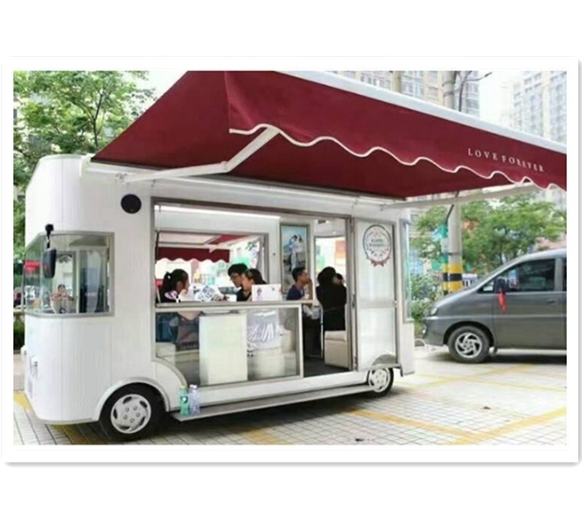 Padrões personalizados de higiene de fast food ao ar livre Fabricação de carrinhos de comida de tipo autocarro