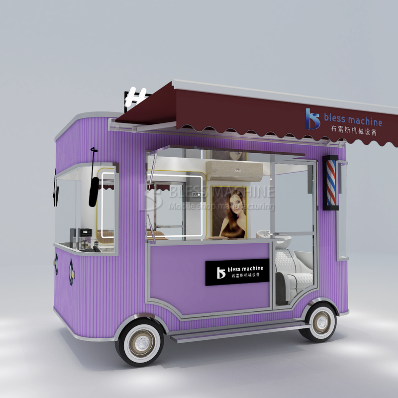 Eletricidade móvel de corte de cabelo salão de barbeiro estilo loja de design Van caminhão carro de reboque para fazendas