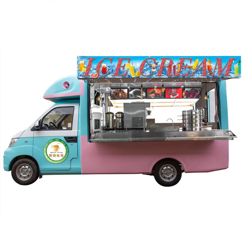 Carrinho de comida pequeno com pizza de cachorro quente com design personalizado e máquinas a 40 km por hora
