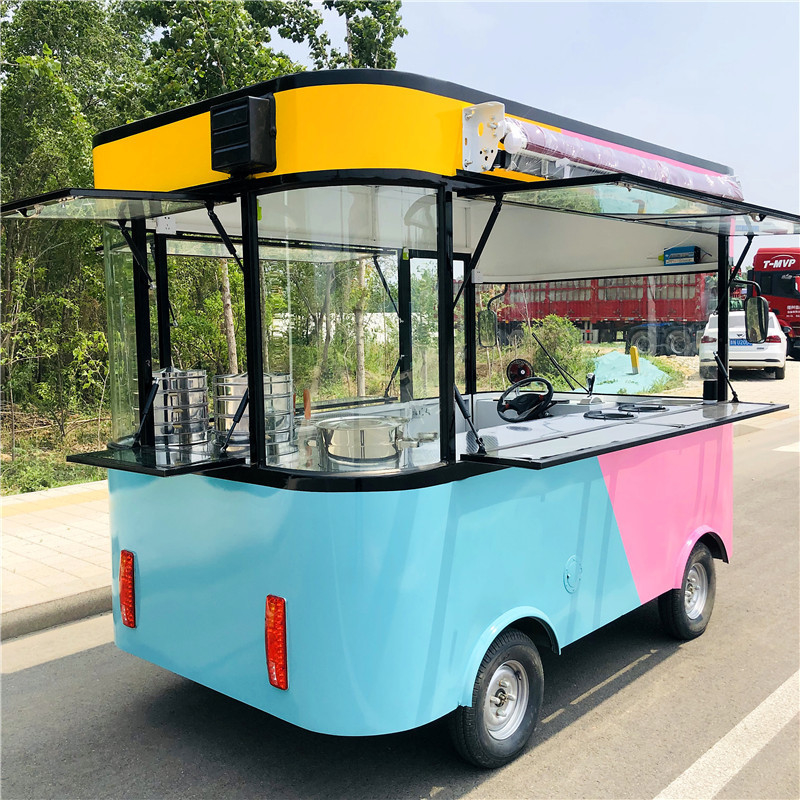 Caminhão de alimentação com motor de potência externa Van de cozinha estilo quadrado Caminhão de sorvete elétrico 4x2