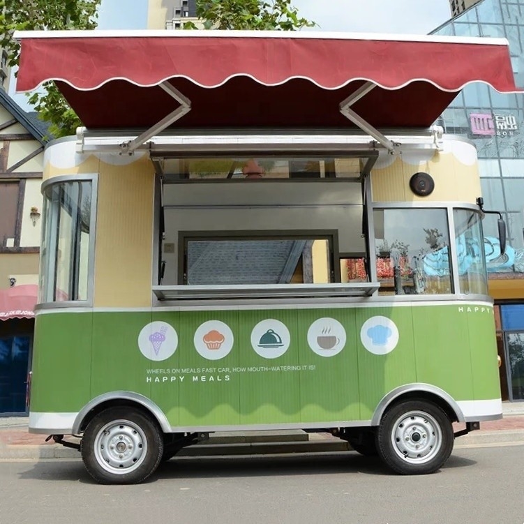 Carrinho móvel de quiosque elétrico de lanches e bebidas de restauração